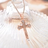 New copper-plated real gold cross necklace, rose gold jewelry, simple pendant for cross-border trade from Europe and America. Southeast Asian trend, versatile and set with zircon Specification image